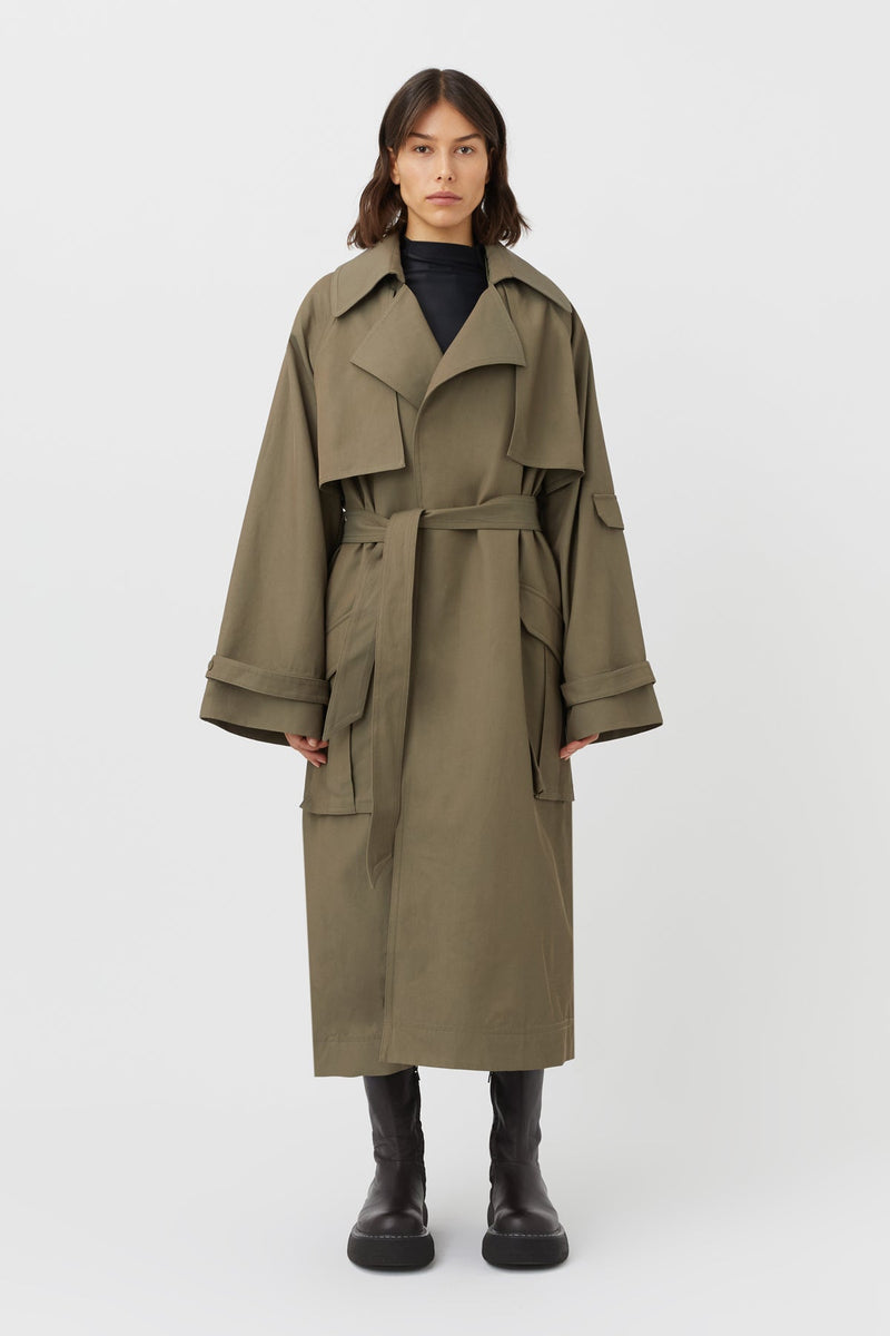 Acer Trench Coat in Army Green - C&M |CAMILLA AND MARC® Official