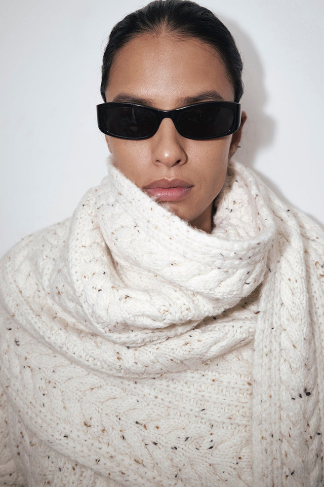 Terrazzo Cable Knit Scarf in Cream Fleck CAMILLA AND MARC® C&M