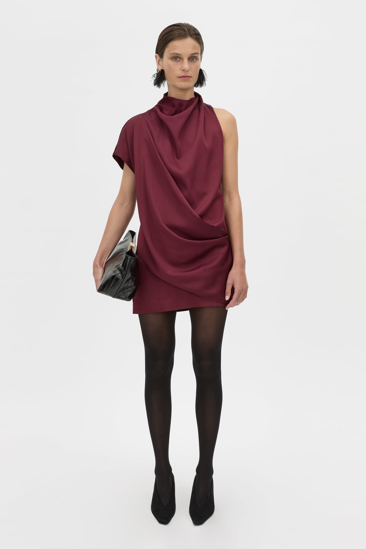 Aeris Draped Satin Mini Dress