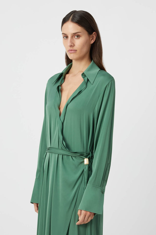 Basel Silk Maxi Dress in Willow Green - CAMILLA AND MARC® C&M