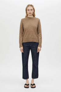 Front view CAMILLA AND MARC Malo Sweater in Fawn styled with the Daria Denim Jean.