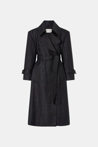 Ghost view CAMILLA AND MARC Alpine Textured Coat in Black with double breasted front and Italian twill.