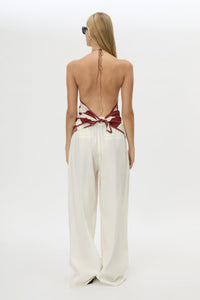 Back view CAMILLA AND MARC Alva Scarf Top in Alva Print in 100% silk.