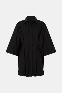 Ghost View CAMILLA AND MARC Avant collared black shirt dress with front symmetric pleat details. 