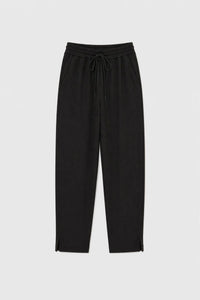 Ghost view CAMILLA AND MARC Beau Tapered Crop Pant in Black with elasticated waistband.