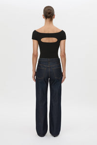 Back view CAMILLA AND MARC Cali Off The Shoulder Bodysuit in black.