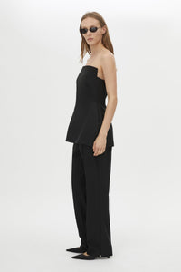 Side view CAMILLA AND MARC Cassie Bodice Top in Black with a tailored strapless silhouette.