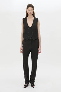 Front-styled view CAMILLA AND MARC Chiaro Fitted Vest in black with double‑breasted closure.