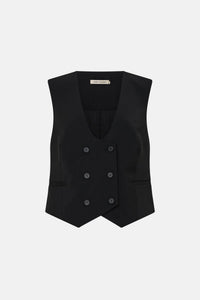 Ghost view CAMILLA AND MARC Chiaro Fitted Vest in black with double‑breasted closure.