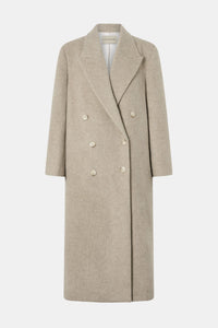Ghost view CAMILLA AND MARC Ciro Coat in Beige with detachable scarf, crafted from 100% Australian wool. 
