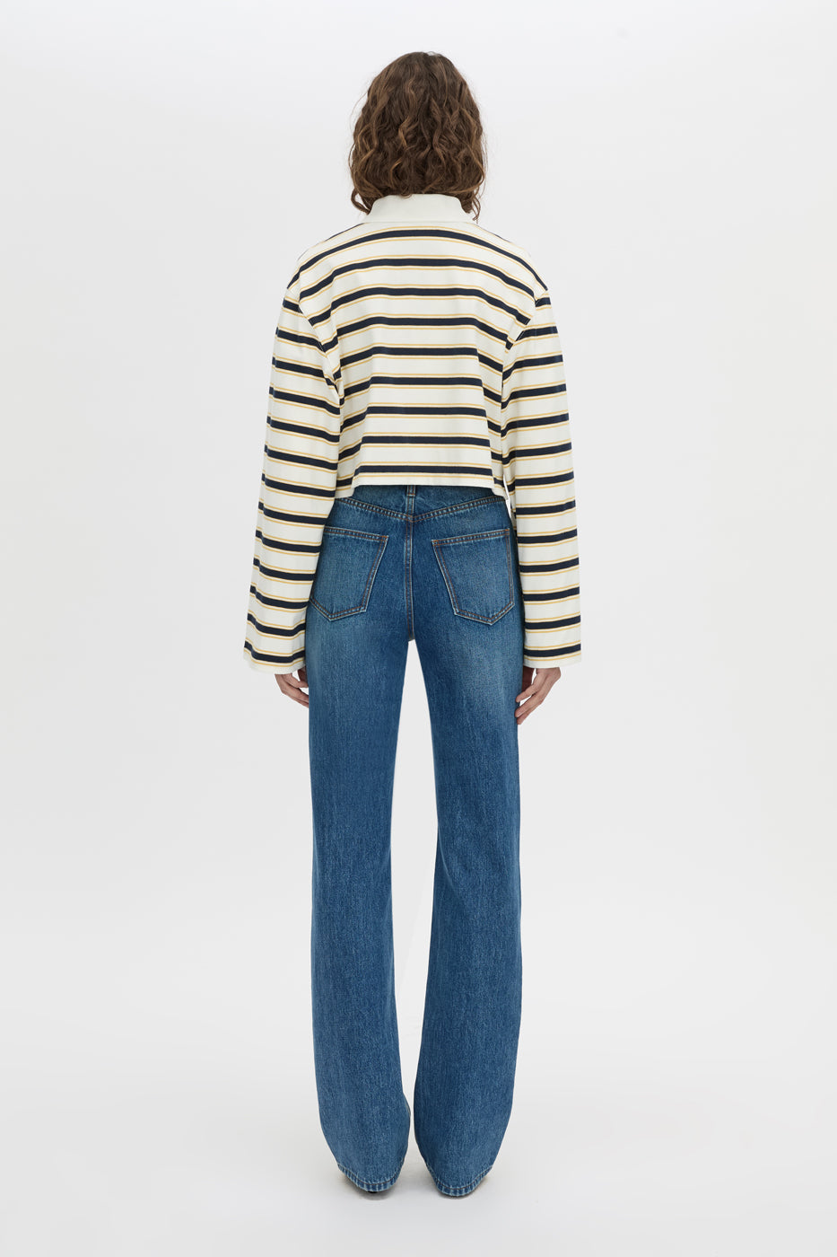 Liat Stripe Crop Polo Top