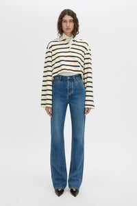 Liat Stripe Crop Polo Top