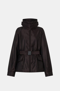 Ghost view CAMILLA AND MARC Drea Puffer Jacket in Espresso Brown with funnel neck and padded puffer silhouette.
