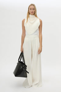 Front view CAMILLA AND MARC Dune Scarf Top in Cream styled around neck.