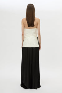 Back view CAMILLA AND MARC Elise Top in Cream with sculpted fit, off‑shoulder design and side hem splits.