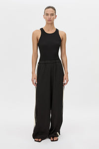 Front view CAMILLA AND MARC wide-leg Enna Pant in black with an elasticated high‑waistband.