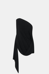 Ghost view CAMILLA AND MARC Eon Top in Black with a draped asymmetric silhouette.
