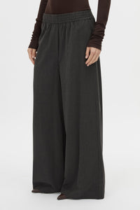 Cropped view CAMILLA AND MARC Genre gingham soft suiting pant in grey with elasticated waistband.