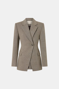 Ghost view CAMILLA AND MARC Halden Fitted Contour Blazer in Taupe with overlapped closure, crafted in Turkish twill.