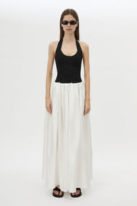Front view CAMILLA AND MARC Juliet Knit Halter Top styled with the Zaya Maxi Skirt.