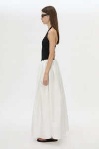 Side view CAMILLA AND MARC Juliet Knit Halter Top in Black with ribbed halter neckline.