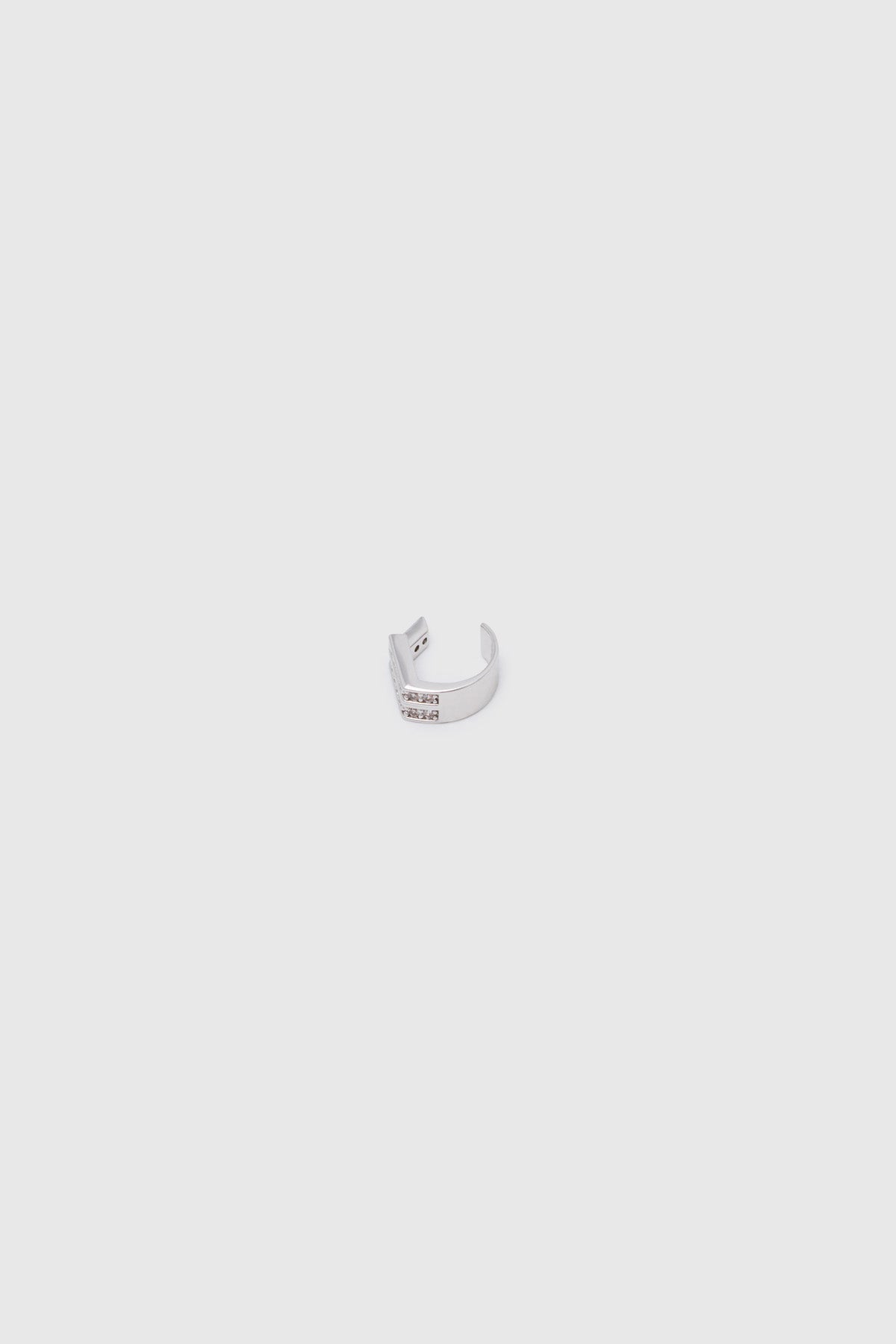 Ghost view CAMILLA AND MARC Leighton Pavé Ear Cuff in silver with geometric double‑row pavé detailing.