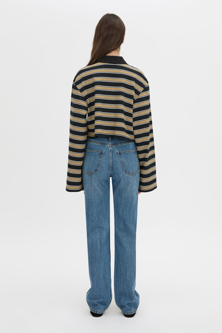Liat Stripe Crop Polo Top