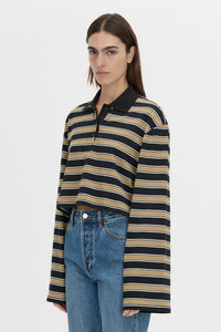 Liat Stripe Crop Polo Top