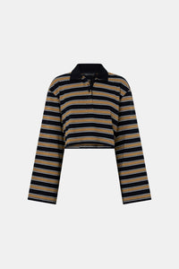 Liat Stripe Crop Polo Top