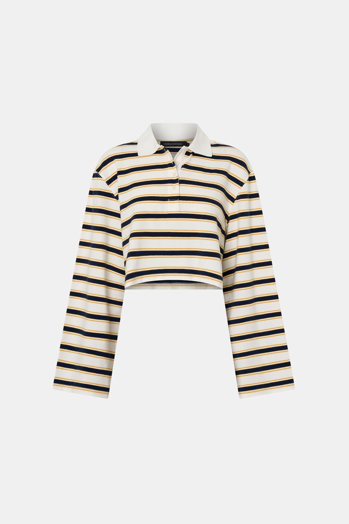 Liat Stripe Crop Polo Top