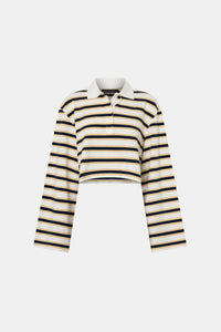 Liat Stripe Crop Polo Top