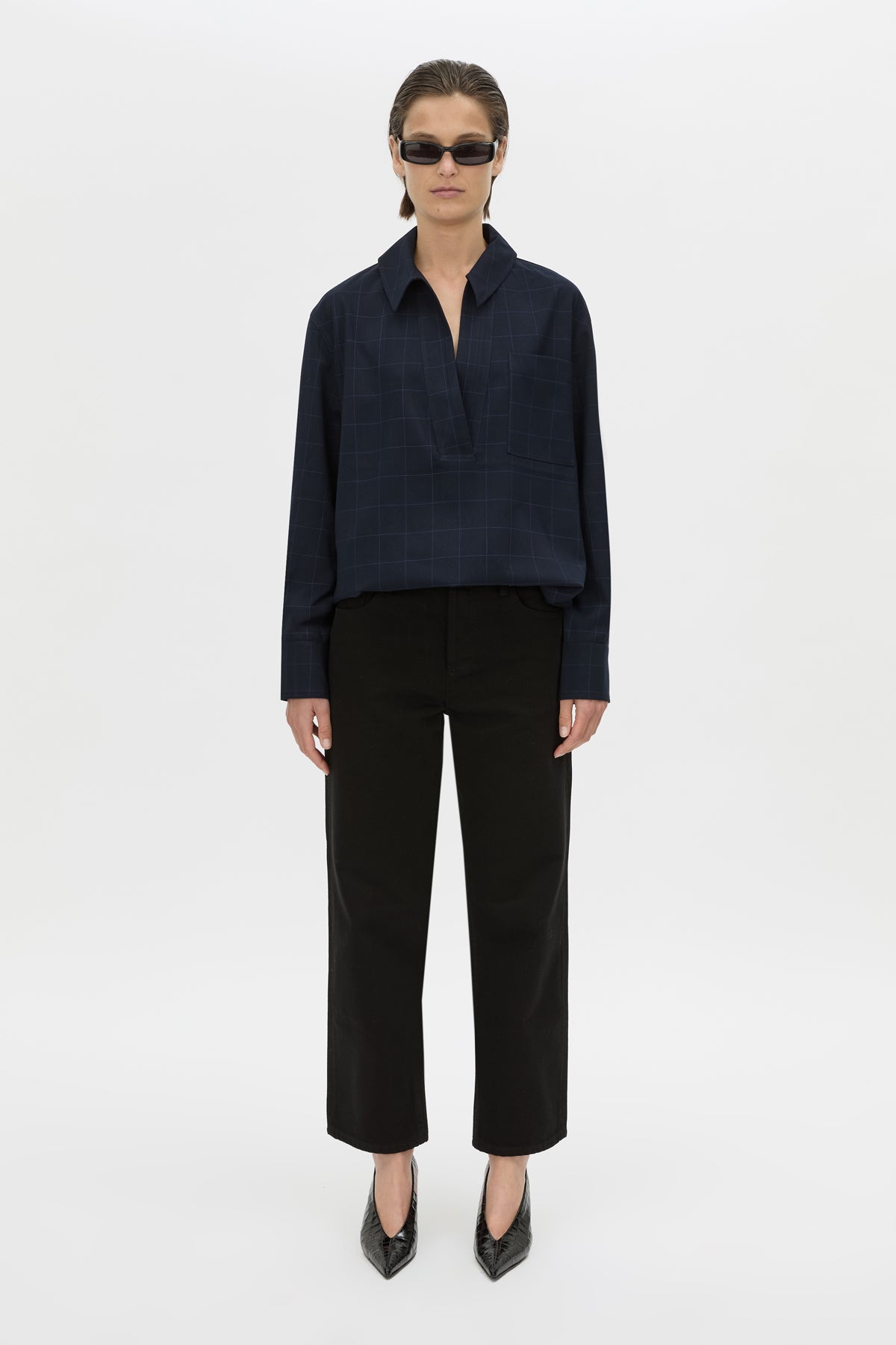 Lourdes Check Half Placket Shirt