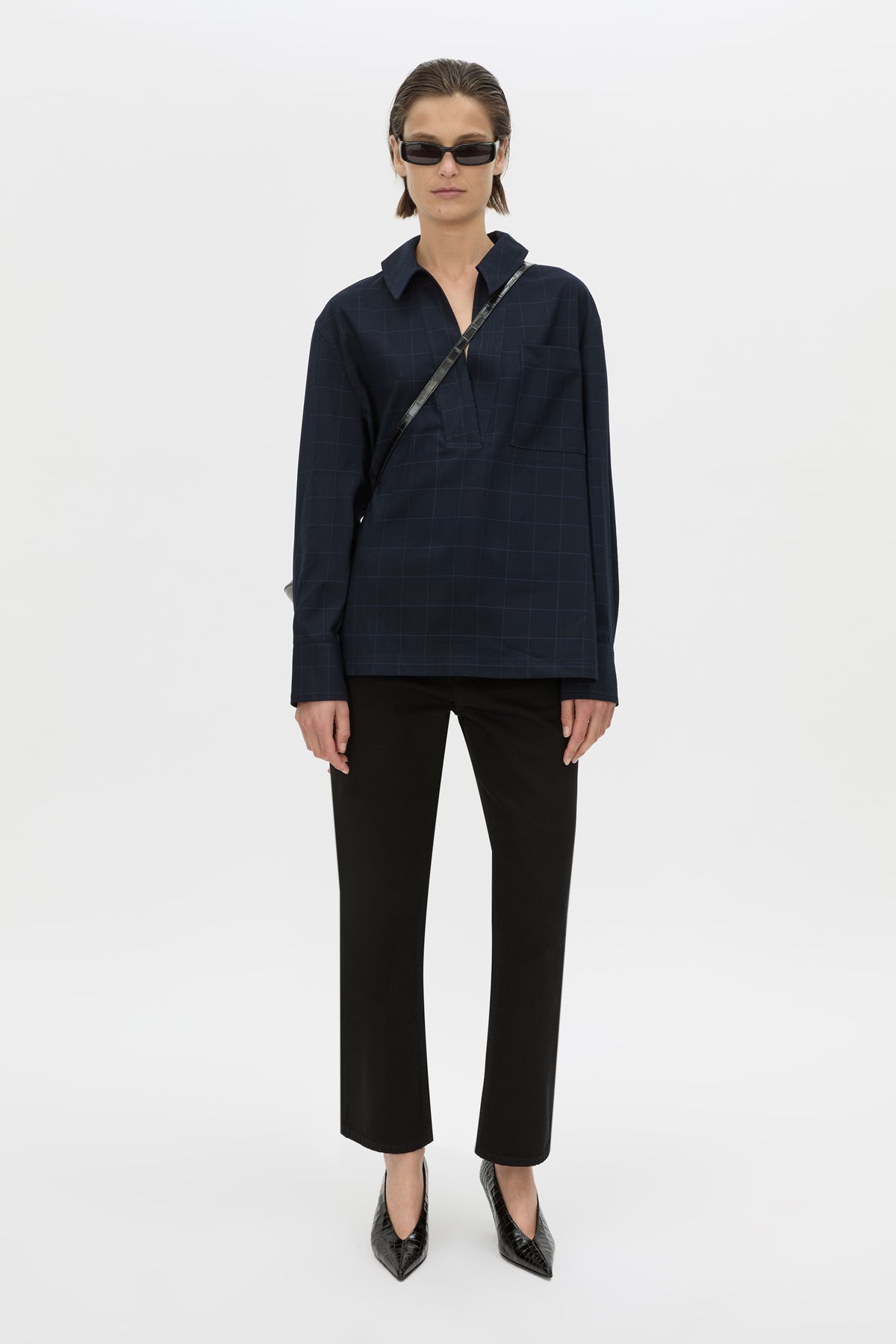 Lourdes Check Half Placket Shirt