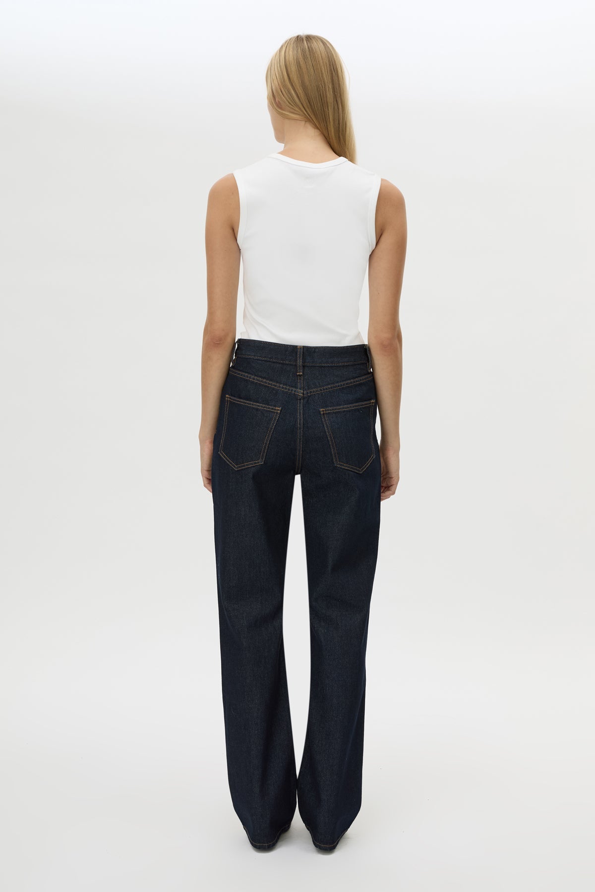 Back view CAMILLA AND MARC Manuela Denim Jean in Indigo with a straight‑leg fit and five‑pocket design.