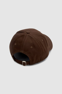 Back view CAMILLA AND MARC Maren Embroidered Cap in Chocolate Brown with front embroidered artwork.