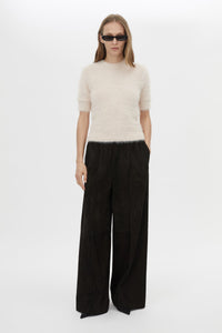 Front View CAMILLA AND MARC Maxime Knit Top in powder pink with a slim fit and knit fabric.