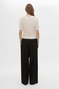 Back View CAMILLA AND MARC Maxime Knit Top in powder pink with a slim fit and knit fabric.