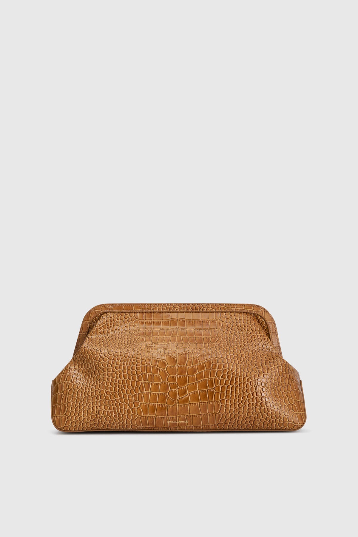 Ghost view CAMILLA AND MARC Mette Croc Bag in tan croc‑embossed leather.