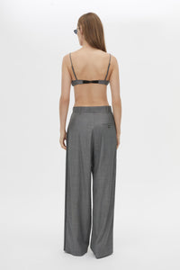 Back view CAMILLA AND MARC Meyer Beaded Top in Charcoal with a cropped silhouette and draped bust beading.