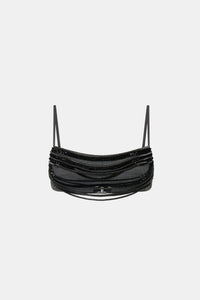 Ghost view CAMILLA AND MARC Meyer Beaded Top in Charcoal with a cropped silhouette and draped bust beading.
