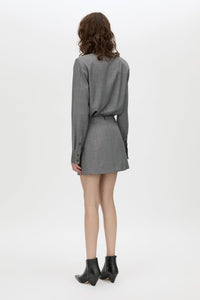 Back view CAMILLA AND MARC Meyer Shirt in Charcoal with a long‑sleeve tailored cut and man‑style collar.