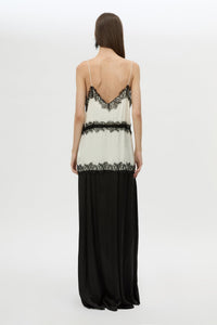 Back view CAMILLA AND MARC Mirage Lounge Pant in Black, featuring high lustre satin, and a relaxed fit.