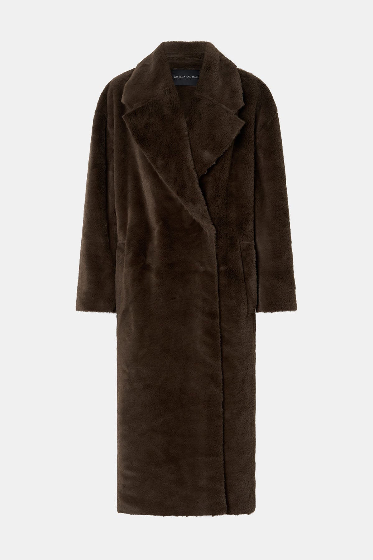 Ghost view CAMILLA AND MARC Nala Furry Coat in Truffle.