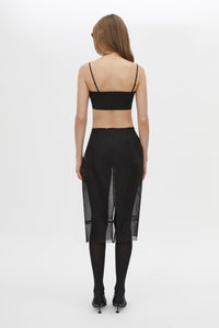 Back view CAMILLA AND MARC Noe Bandeau Top in Black with a sheer silk‑blend finish.