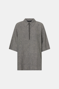 Phostre Stripe Linen Collared Top