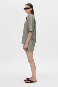 Phostre Stripe Linen Collared Top