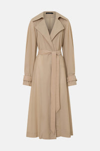 Ghost view CAMILLA AND MARC Pietro Full Length Sheer Trench in stone with raglan sleeves.