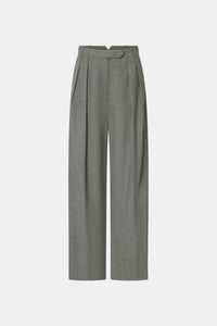 Ghost view CAMILLA AND MARC Ren Pant in Charcoal Herringbone with a double‑pleat wide‑leg silhouette.