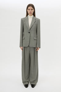 Front view CAMILLA AND MARC Ren Pant in Charcoal Herringbone styled with the Ren Blazer.