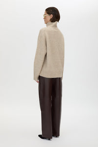 Back view CAMILLA AND MARC Selita Leather Pant in Burgundy with straight‑leg panelled leather construction.